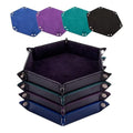 SIQUK 4-Piece Hexagon Folding Dice Tray Set - PU Leather & Velvet